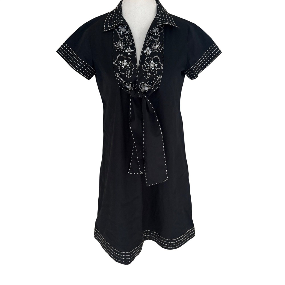 MOSCHINO Black Beaded Mini Dress‎ Size Small